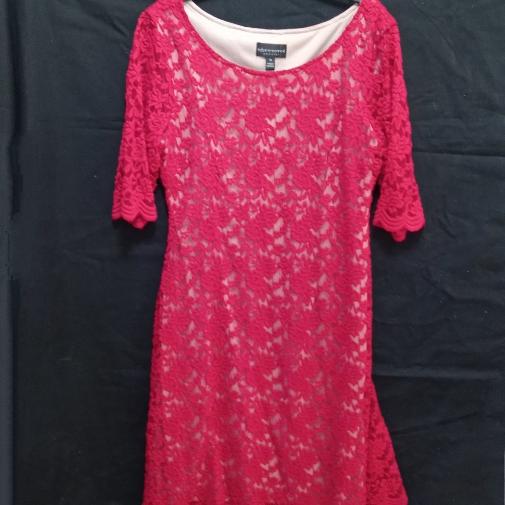 Party dress Size 10 Berry lace dress Red Floral Knee Length